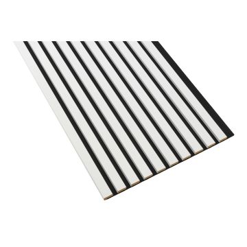 Lamele ścienne Biały — 46×275 cm, czarny filc, moduł łączący