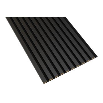 Lamele ścienne Czarny — 46×275 cm, czarna płyta HDF, moduł łączący