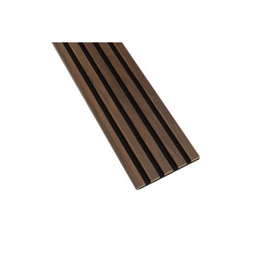 Lamele ścienne Orzech Columbia — 21×275 cm, czarna płyta HDF, moduł startowy/kończący