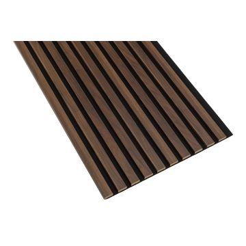Lamele ścienne Orzech Columbia — 46×275 cm, czarny filc, moduł łączący