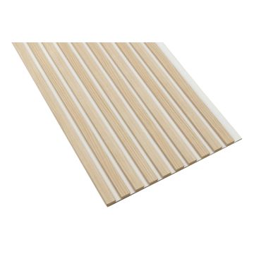 Lamele ścienne Riva — 46×275 cm, biała płyta HDF, moduł łączący