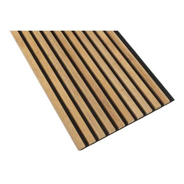 Lamele ścienne Riviera — 46×275 cm, czarna płyta HDF, moduł łączący