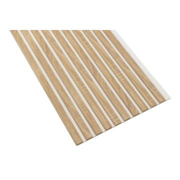 Lamele ścienne Sonoma — 46×275 cm, biała płyta HDF, moduł łączący