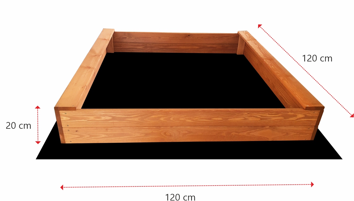 Wymiary piaskownicy 120×120 SLIM