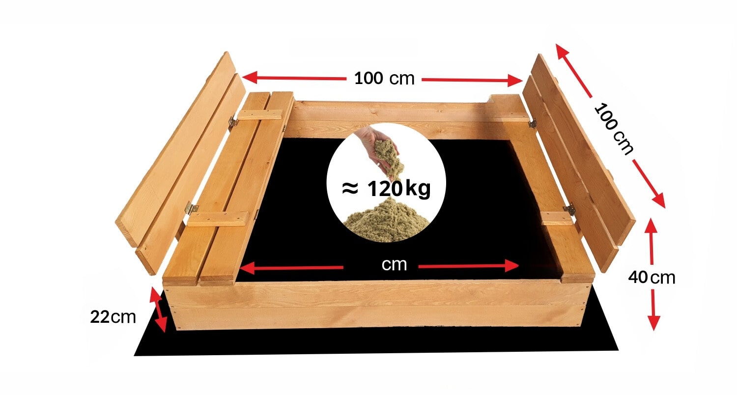 Wymiary piaskownicy 100×100 impregnowanej